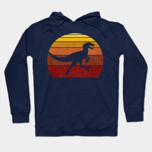 Utahraptor or Velociraptor Synthwave Sunset Sunrise Dinosaur Hoodie